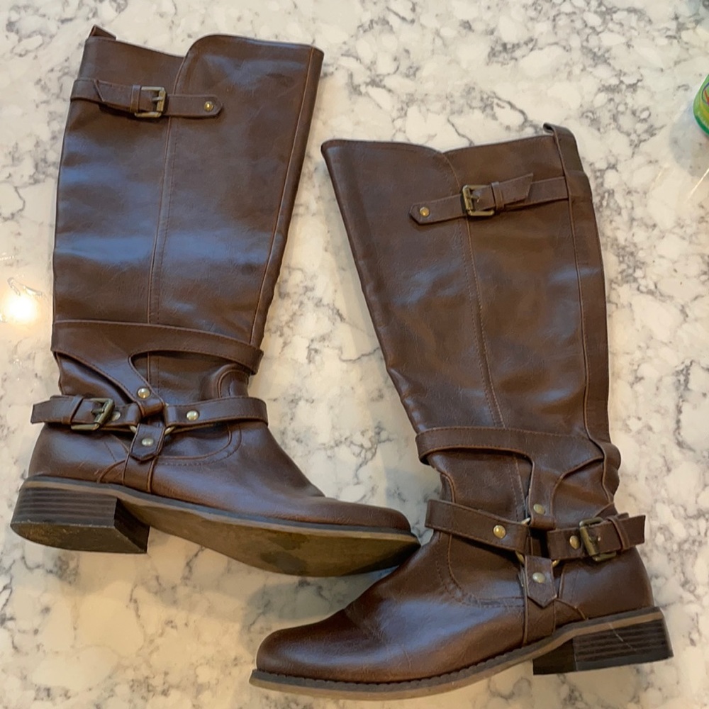 GUESS Faux Leather Riding Boots